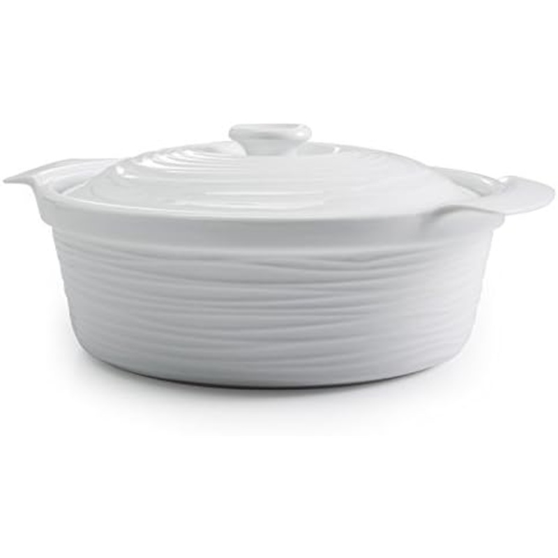 BIA Kalahari Covered Casserole, 2qt/1.9L, White, Porcelain