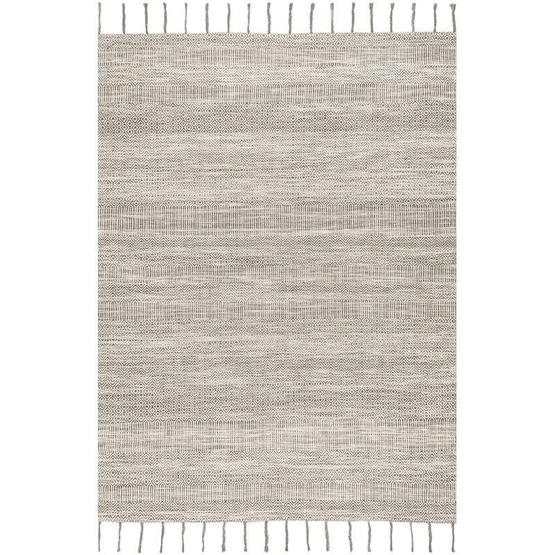 Diamond Chevron Bands Tasseled Rug | Beige
