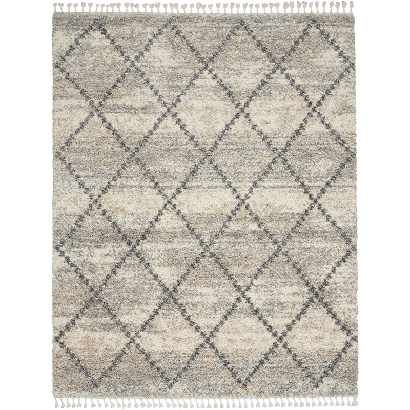 Nourison Oslo Shag 7’10” x 10’6″ Ivory/Grey Shag Indoor Rug