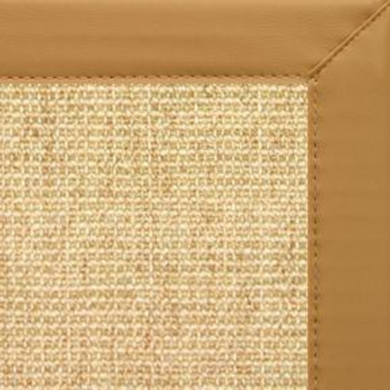 Sand Sisal Rug with Chamois Faux Leather Border