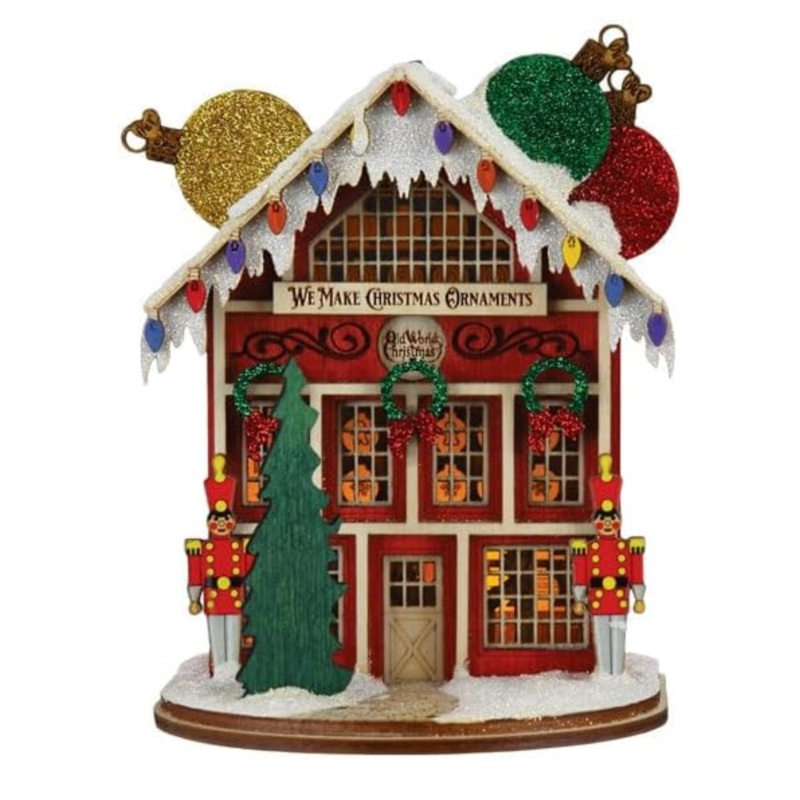 Old World Christmas Wooden Ginger Cottages Ornament, Ornament Maker’s Shop