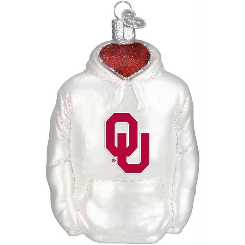 Old World Christmas Glass Blown Ornament (#60403) Oklahoma Hoodie, 4.5″
