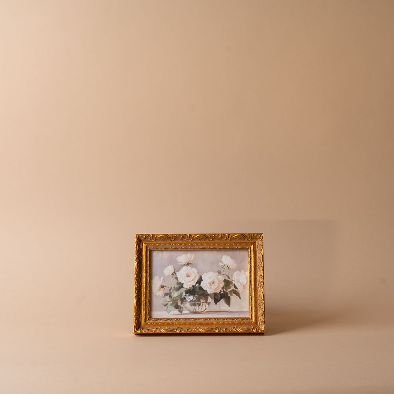 “White Rose Bouquet” Framed Vintage Inspired Art Print