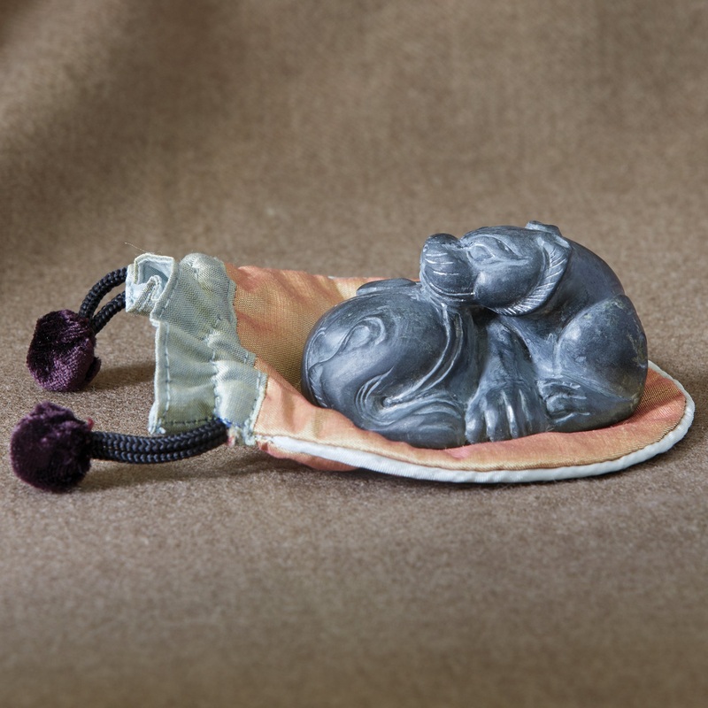 Ming “Enlightening” Lion in grey- blue stone