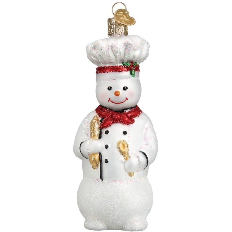 Old World Christmas Blown Glass Christmas Ornament, Snowman Chef
