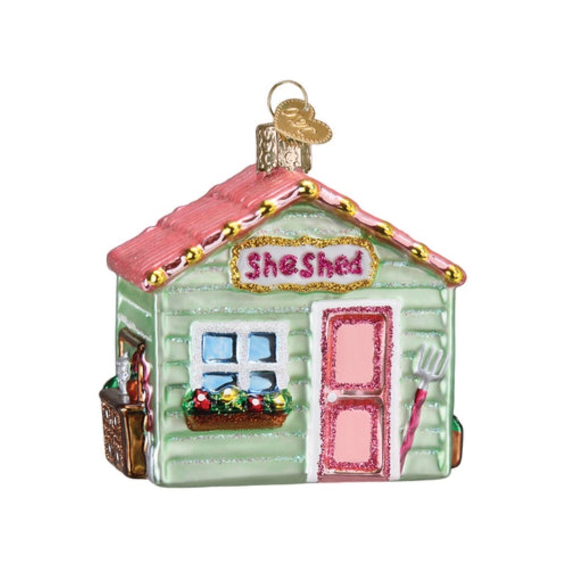 Old World Christmas She Shed Blown Glass Holiday Ornament For Tree
