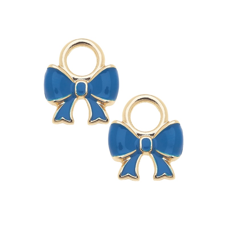 Blue Enamel Bow Huggie Charm