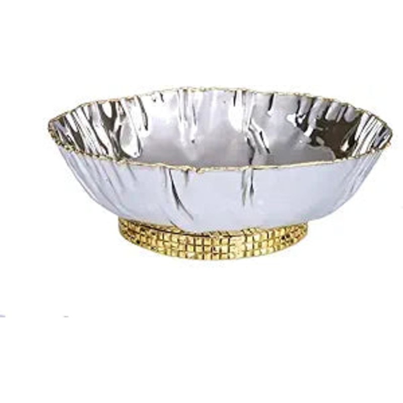 Classic Touch Tervy Collection Mosaic Base Round Crumple Bowl, Two Tone