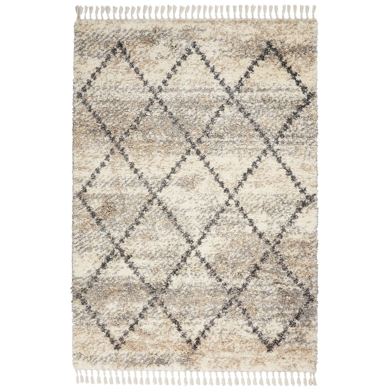 Nourison Oslo Shag 4′ x 6′ Ivory/Grey Shag Indoor Rug