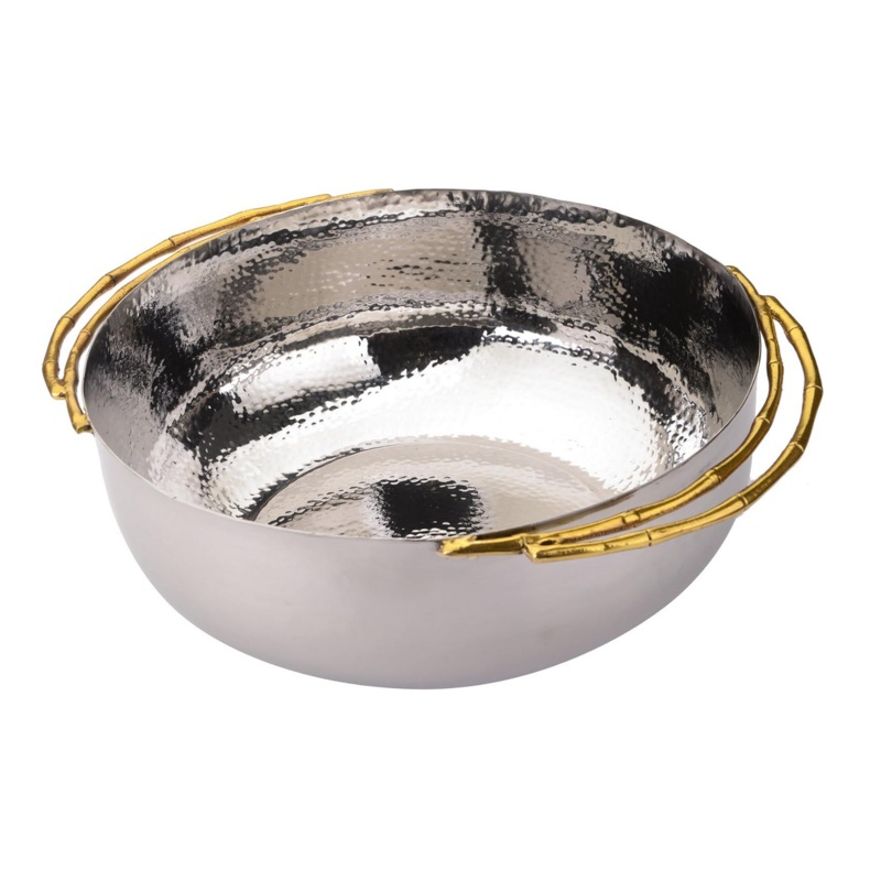 Classic Touch MIB11 Hammered Stainless Steel Salad Bowl, Large