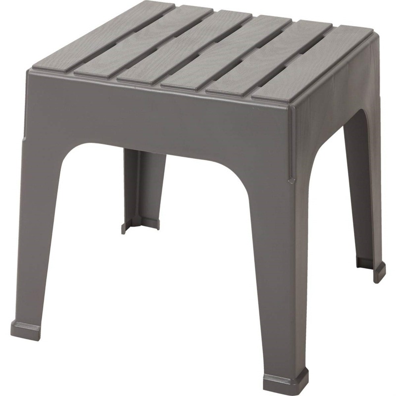 Adams Big Easy Square Polypropylene Stackable Side Table, Gray (18.9″ x 17.75″)