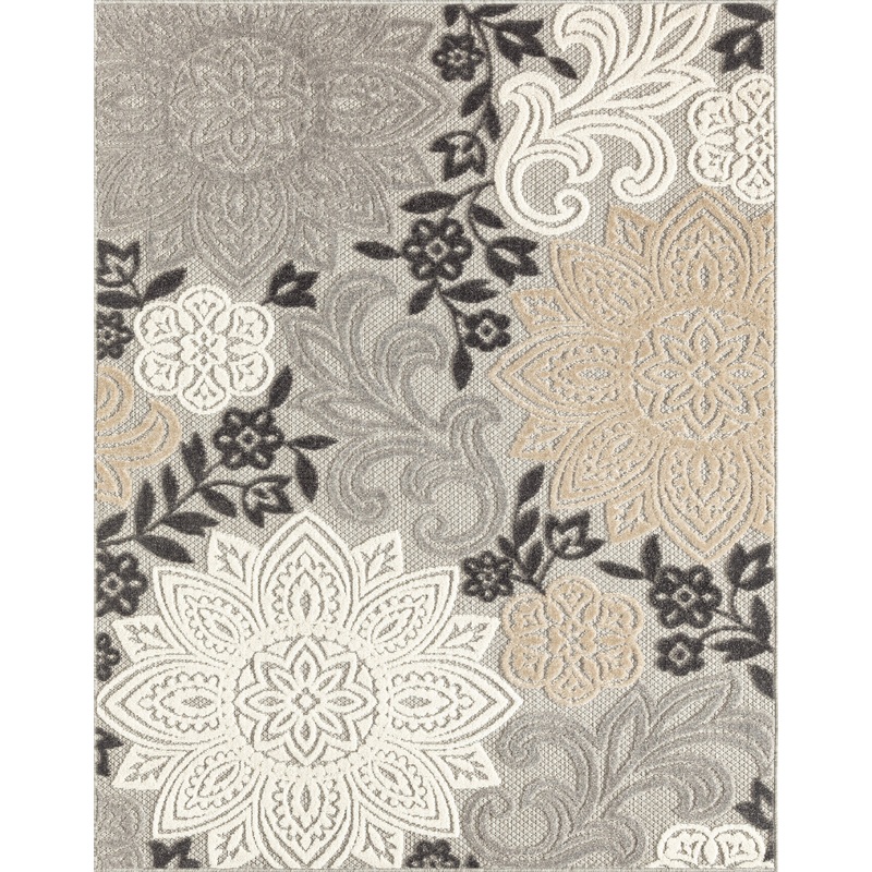 Tayse Floral Area Rug OAS13-Omalley Modern Cut & Flat Weave Indoor/Outdoor Polypropylene