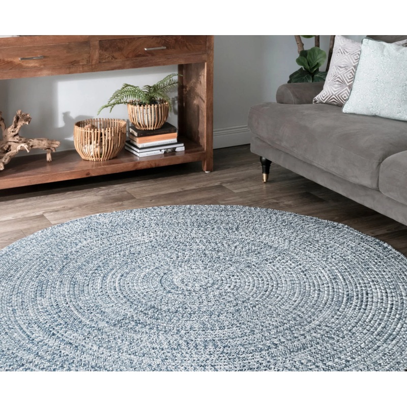 Wynn Braided Indoor/Outdoor Area Rug Blue 3′ x 5′ Oval