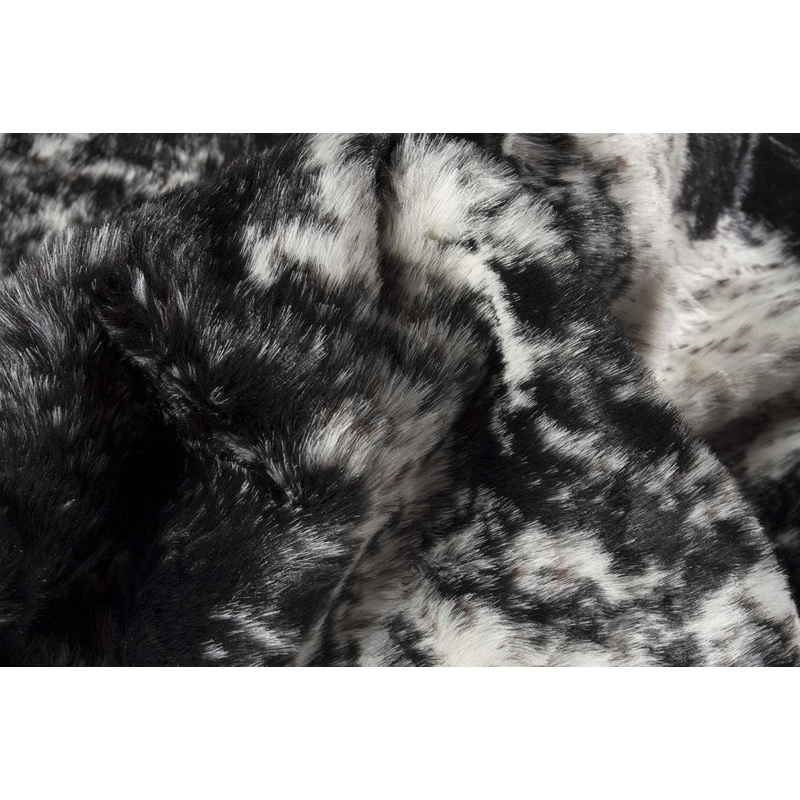 Black & White Faux Fur Cowhide Washable Area Rug