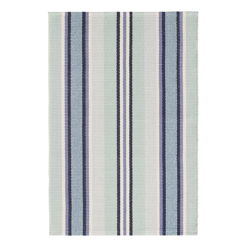 Barbados Stripe Handwoven Cotton Rug | Blue