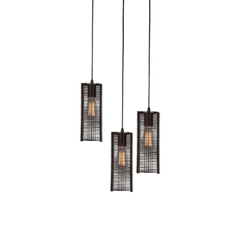 Downtown Mesh Round Multi Light Exposed Bulbs Pendant Light