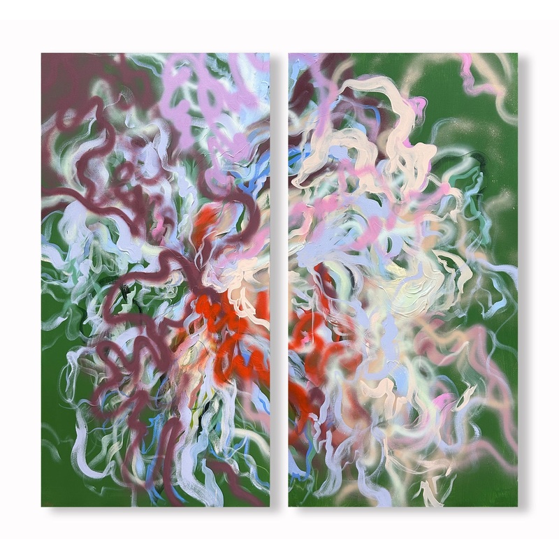 “Iris Study – Emerald Green” Diptych