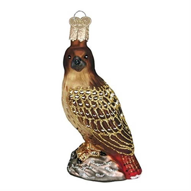 Old World Christmas Blown Glass Christmas Ornament, Red-Tailed Hawk