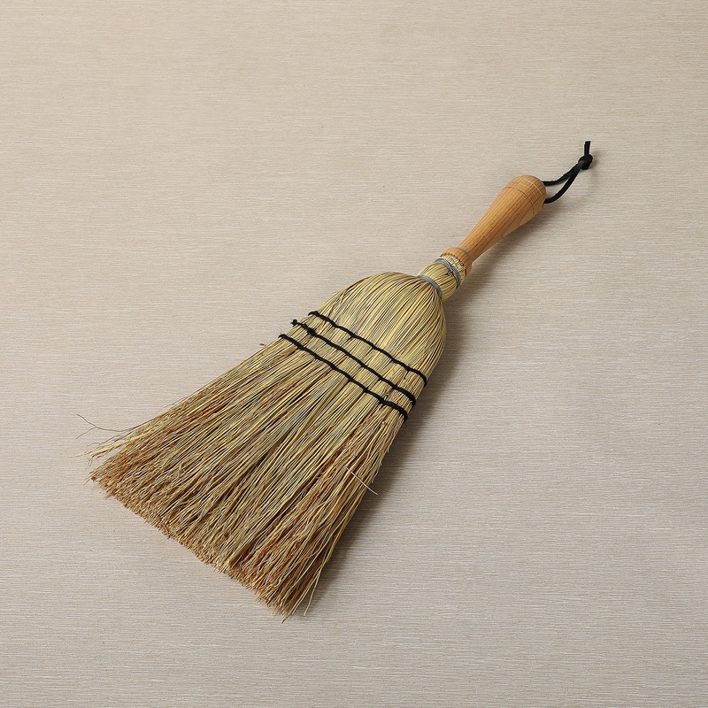 Rice straw hand broom with wood handle