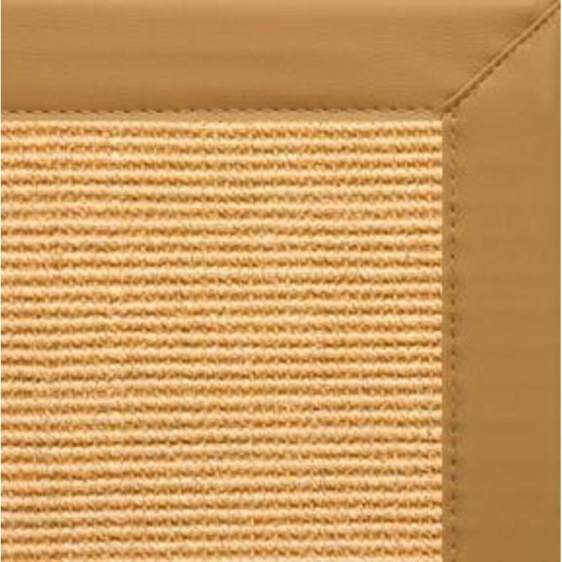 Tan Sisal Rug with Chamois Faux Leather Border