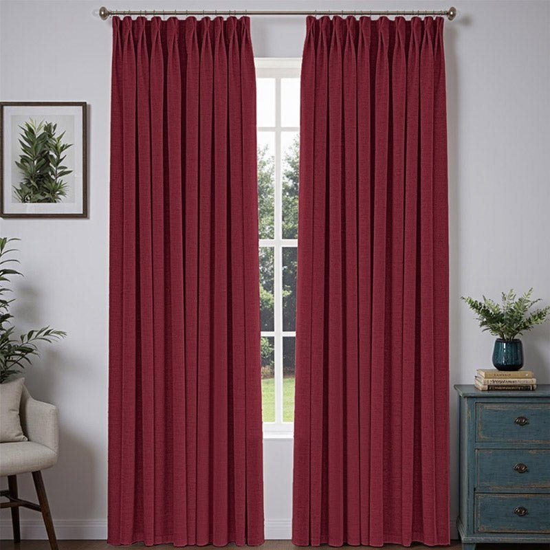 “Bold” Custom Heavyweight Linen Drape Pleated – Burgundy