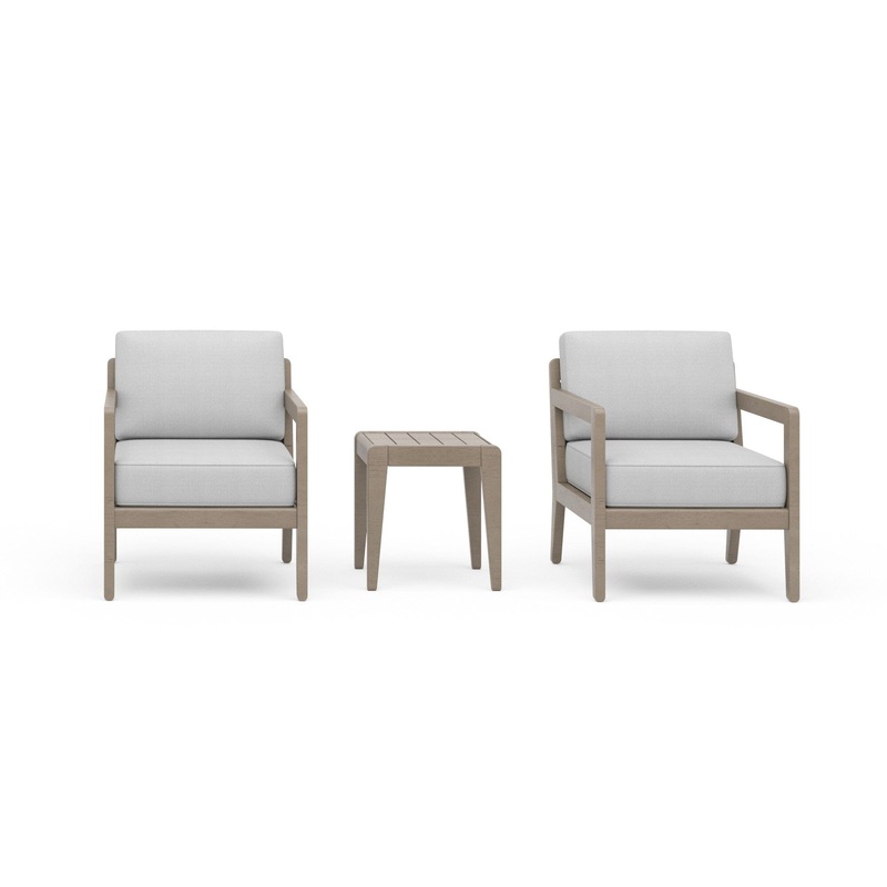 Transitional Outdoor Lounge Armchair Pair and End Table By Sustain