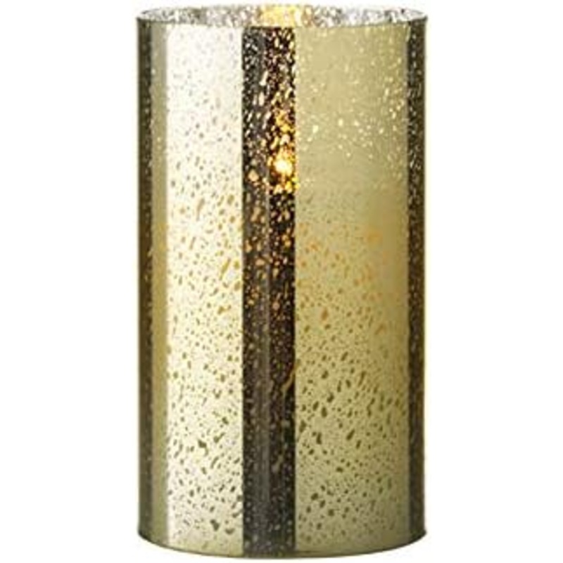 6″ LED Mercury Glass Pillar Candle – Gold
