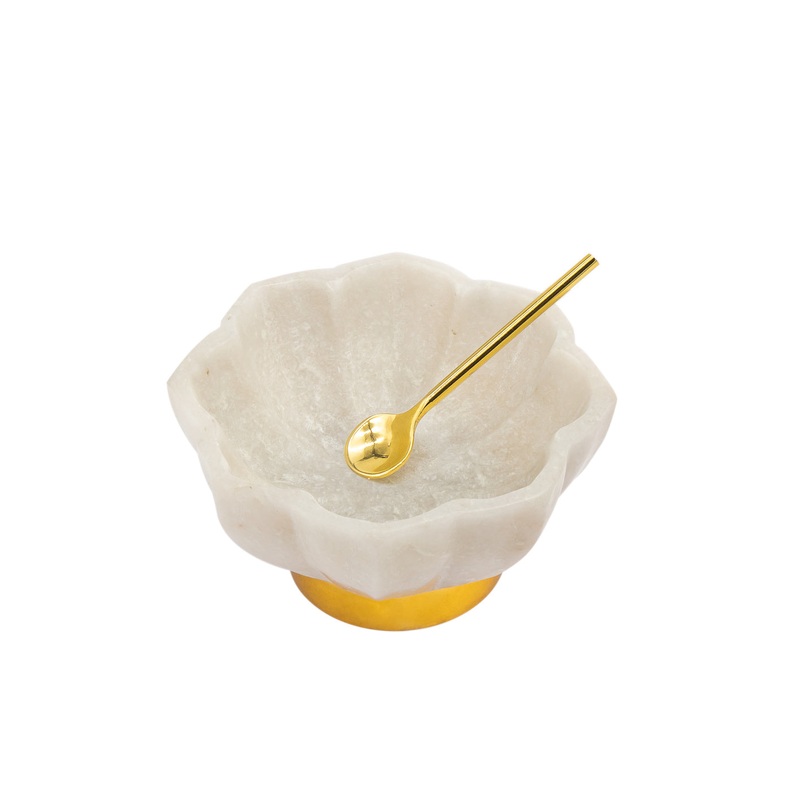 Godinger Marble Salt/Spice Dish w/ Spoon