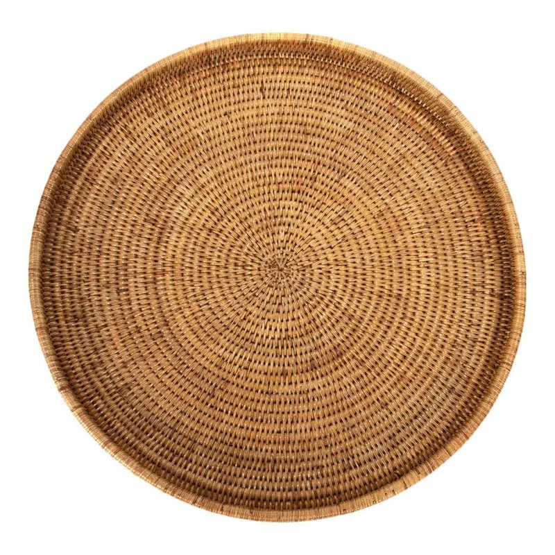 Rattan Round Ottoman Tray  24W  24D  2H