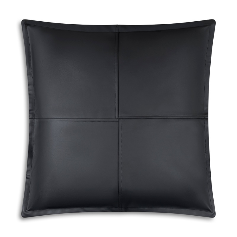 Atlas Black Faux Leather Pillow