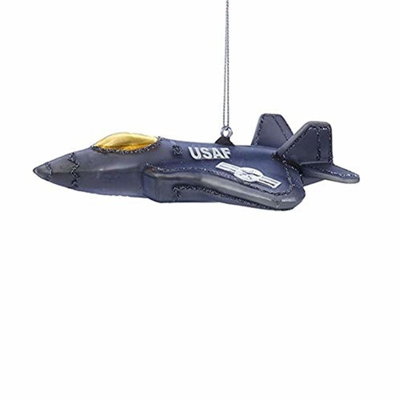Kurt Adler U.S. Air Force Fighter Plane Glass Ornament. 5.75