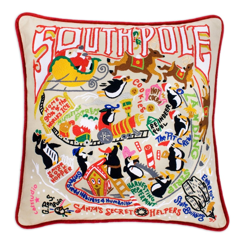 South Pole Hand-Embroidered Pillow