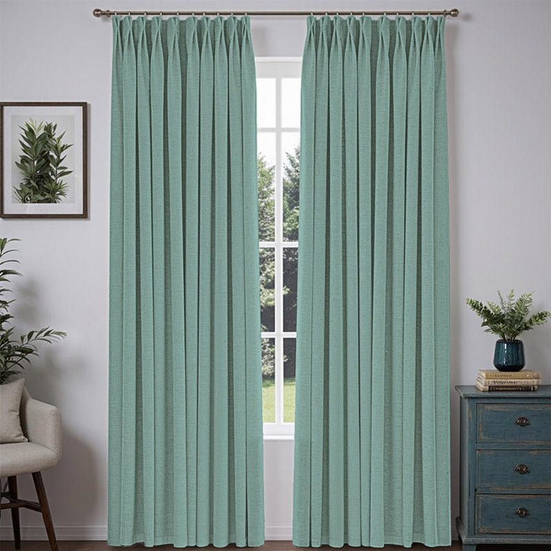 “Bold” Custom Heavyweight Linen Drape Pleated – Sky Blue