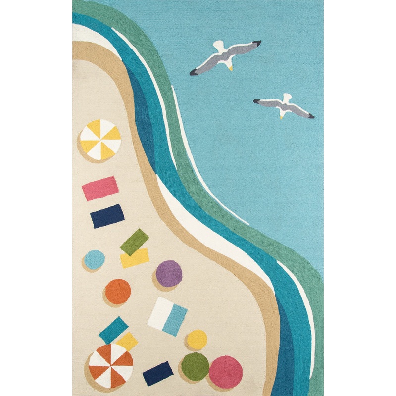Momeni Veranda Beach Hand Hooked Contemporary Round Indoor/Outdoor Area Rug