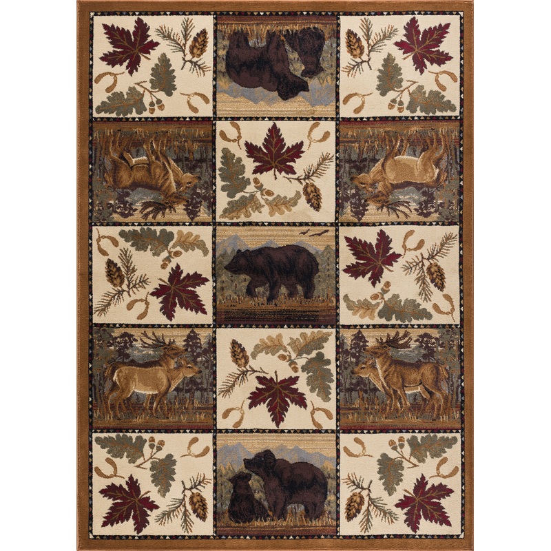 Tayse Lodge Area Rug NTR66-Portrait Wildlife Novelty Cut Pile Indoor Polypropylene