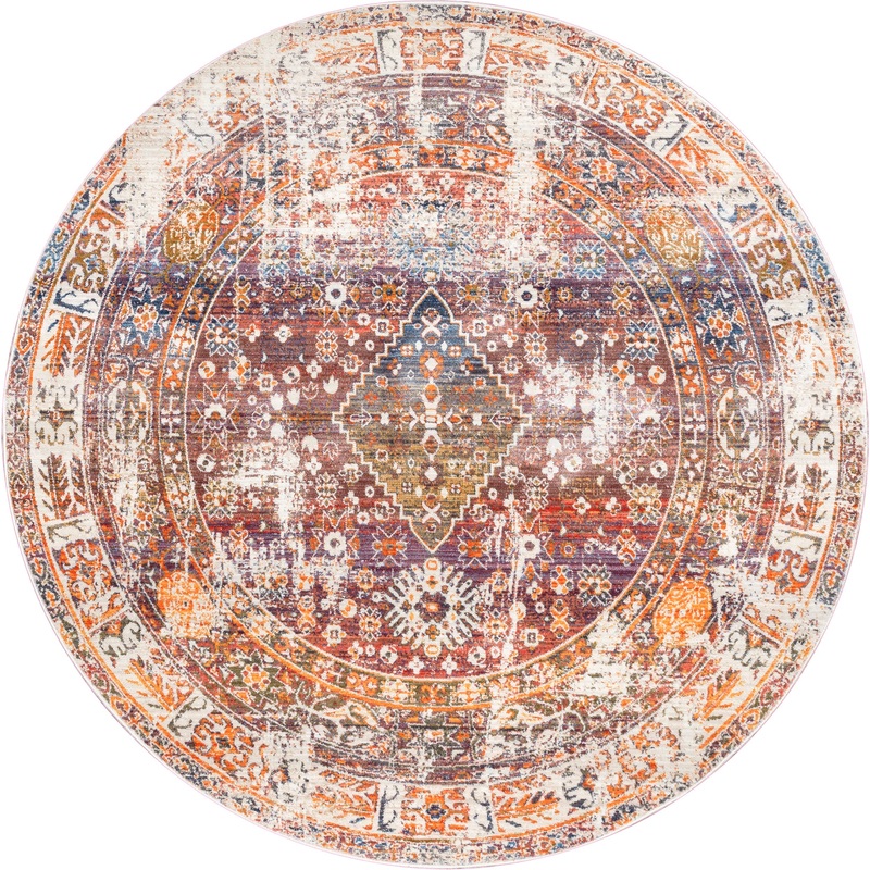 Archer Distressed Medallion Rug | Rust