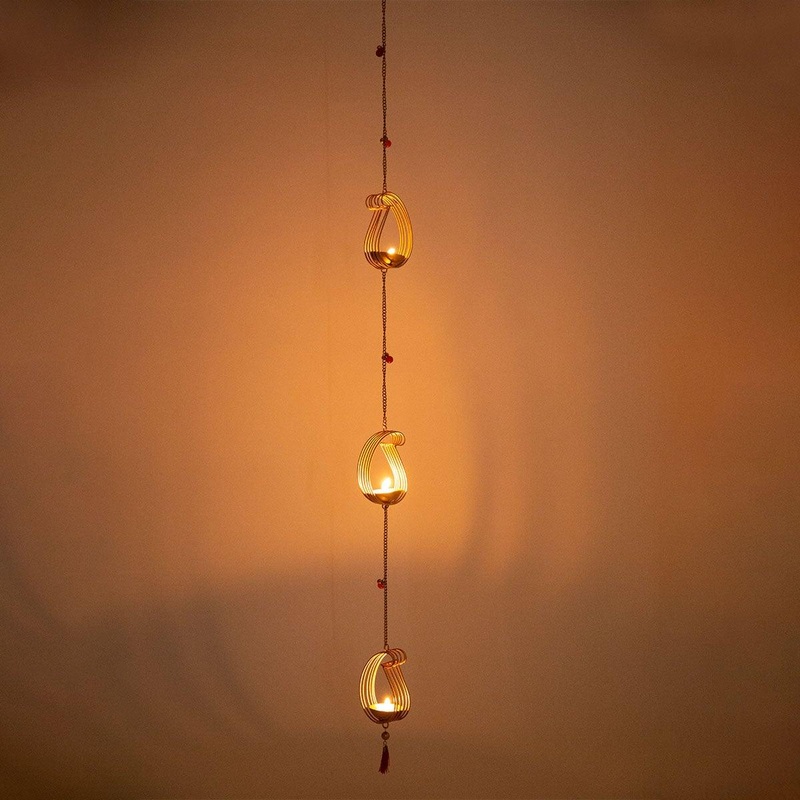 Paisley Multy Hanging Gold Tlight Holder