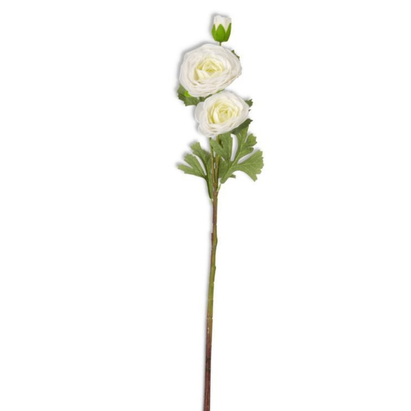 25″ White Real Touch Triple Bloom Ranunculus Stem