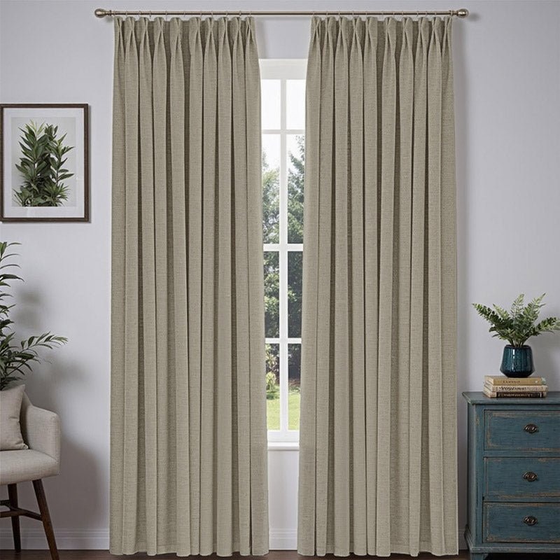 “Bold” Custom Heavyweight Linen Drape Pleated – Sand Beige