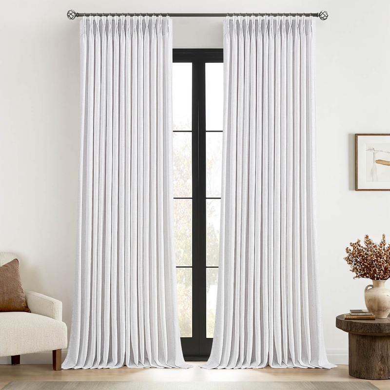 MIULEE Pinch Pleated White Linen Curtains 108 Inches Long 2 Panels, Thick Linen Drapes for Living Room Bedroom, Extra Long Back Tab Light Filtering Farmhouse Foor to Ceiling Curtains with Hooks&Rings