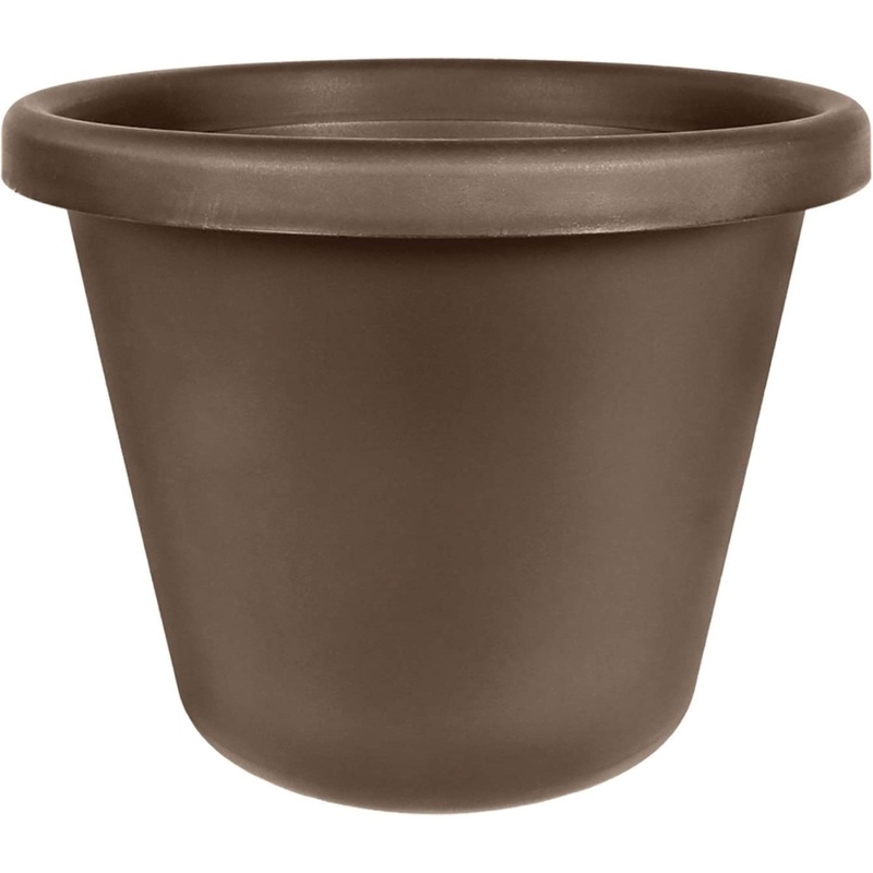 The HC Companies Tall Round Plastic Flower Garden Planter Pot, Chocolate Brown, 20″
