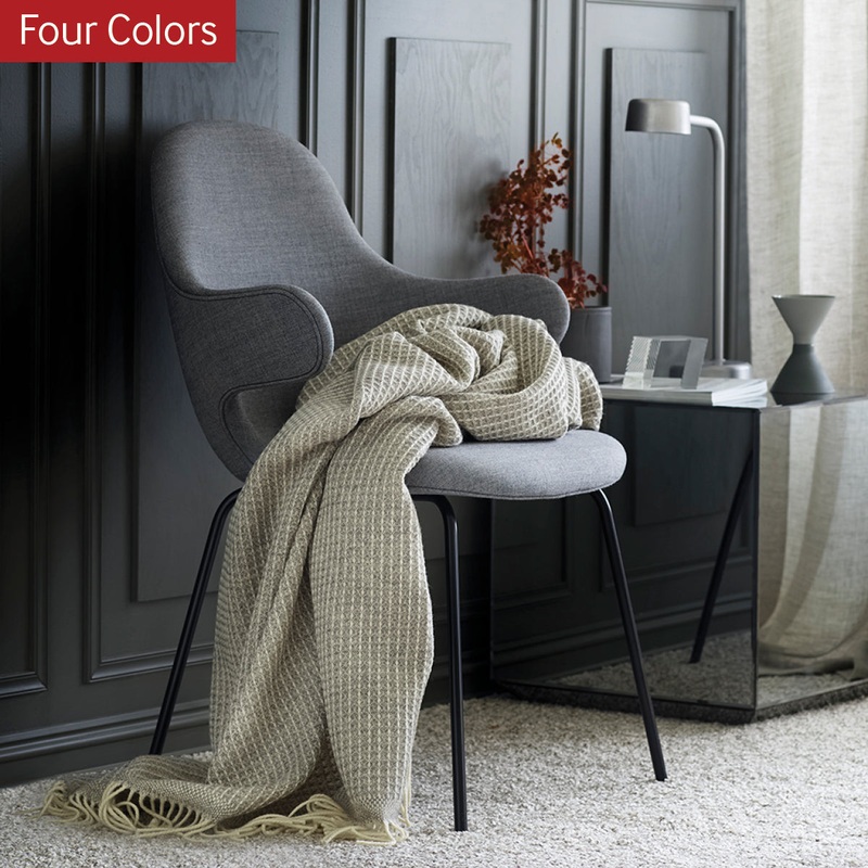 Vega Norwegian Wool Blanket with Fringes, Four Color Variants