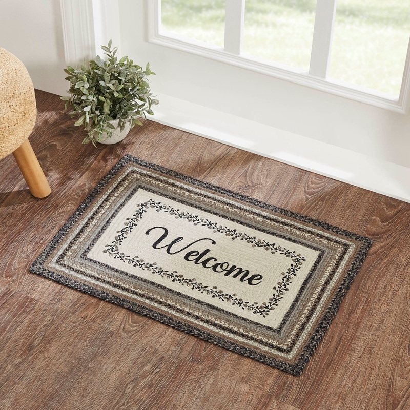 Floral Vine Jute Rug Rect Welcome w/ Pad 20×30