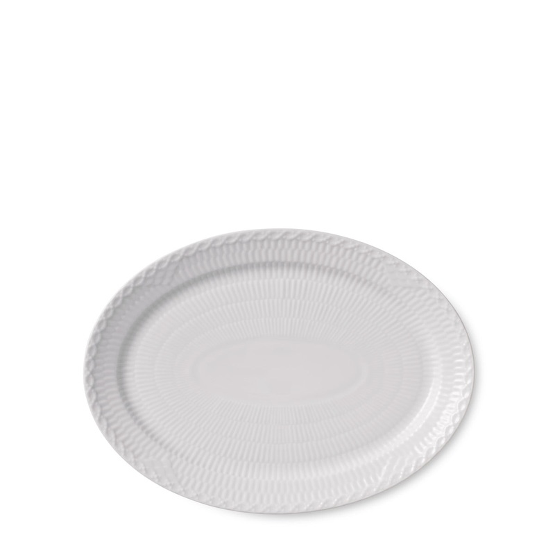 White Fluted Half Lace Oval Plate, 11″