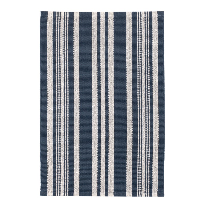 Irving Stripe Handwoven Cotton Rug | Navy