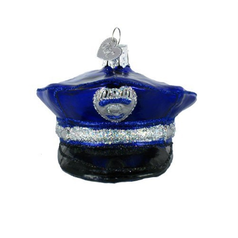 Old World Christmas Glass Blown Police Officer’s Cap Ornament