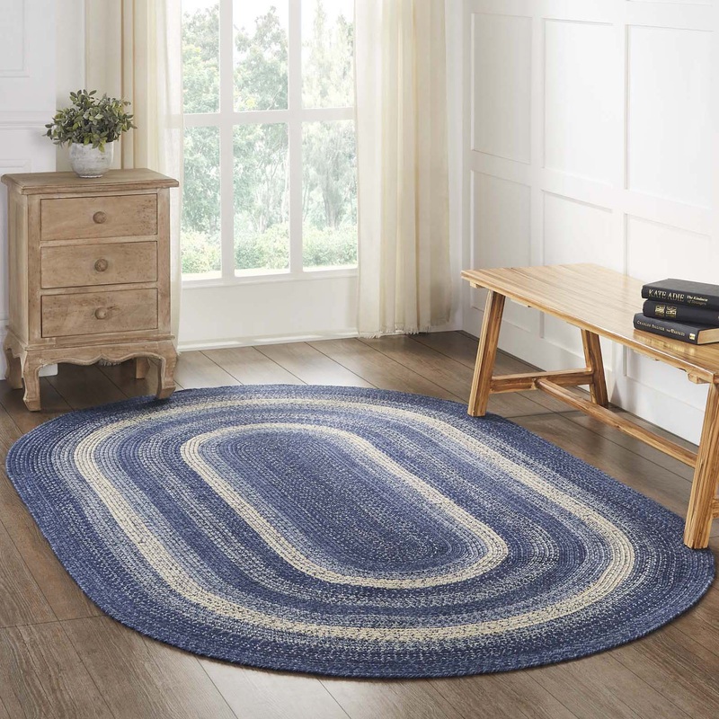 Great Falls Blue Jute Rug Oval w/ Pad 60×96