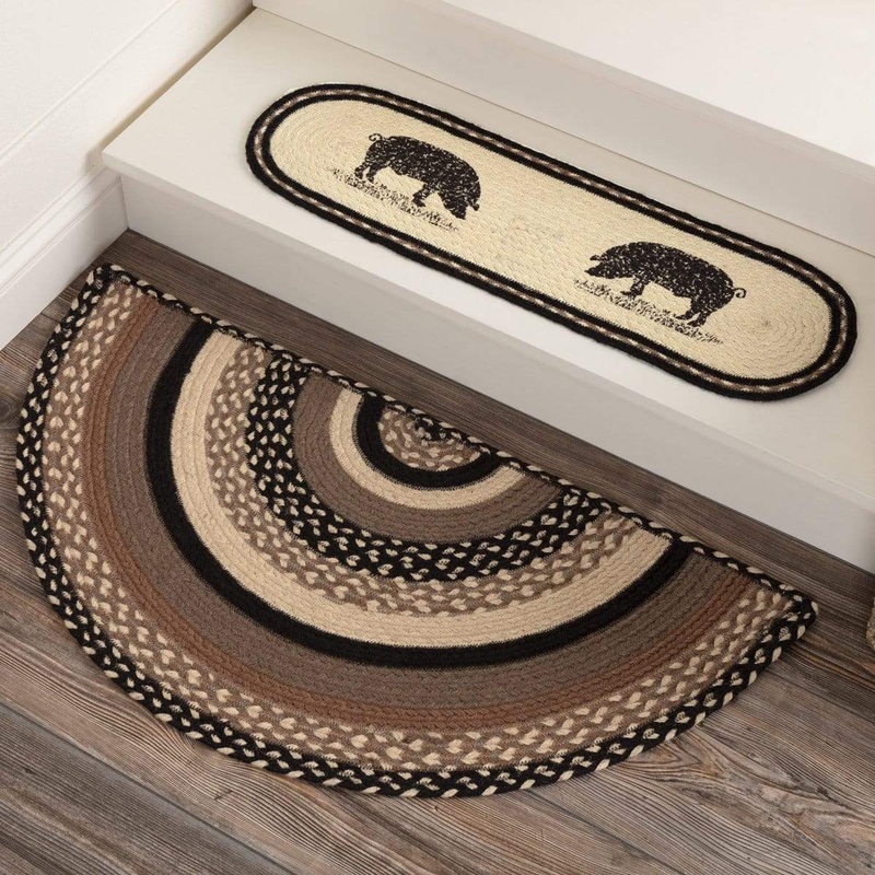 Sawyer Mill Charcoal Jute Rug Half Circle w/ Pad 16.5×33