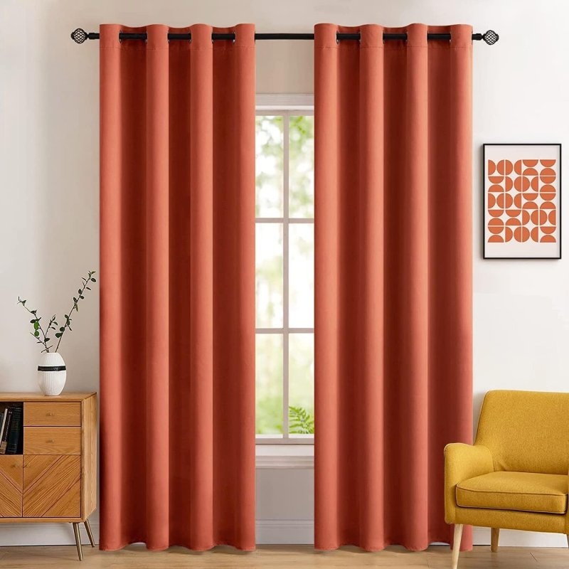 MIULEE Room Darkening Thermal Insulated Blackout Curtains (2 Panels) – Burnt Orange