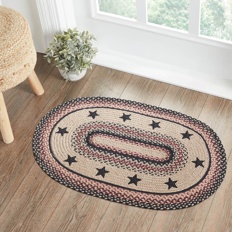 Colonial Star Jute Rug Oval w/ Pad 24×36